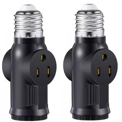 2× 2/3 Prong Light Socket Outlet E26 E27 Light Socket to Plug Adapter Convert