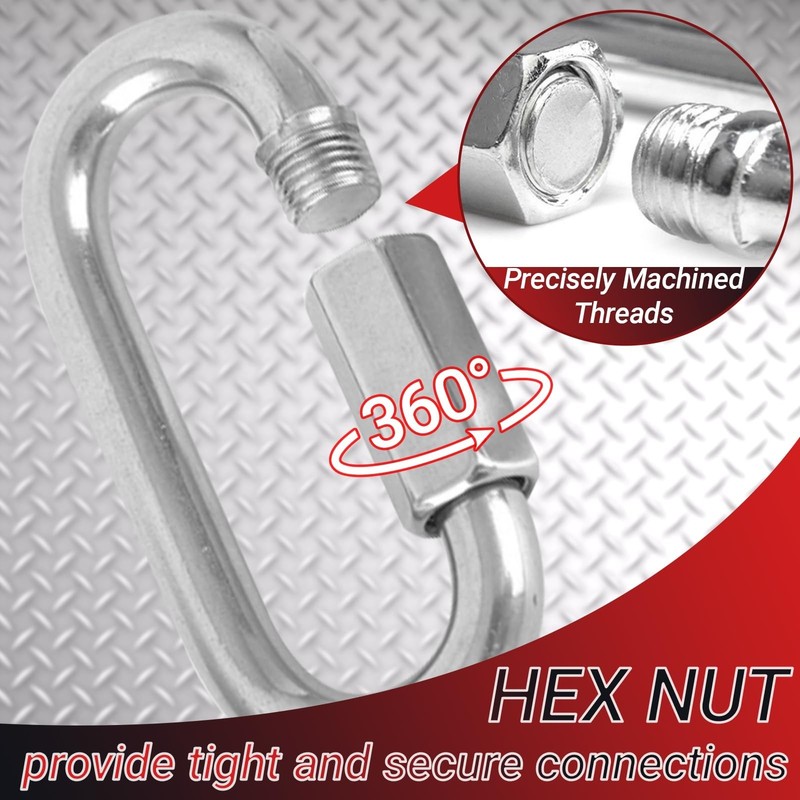 4.2" Chain Quick Links, 12Pcs 1/2" Heavy Duty Carabiner, 2500 LBS Capacity, H... gallery