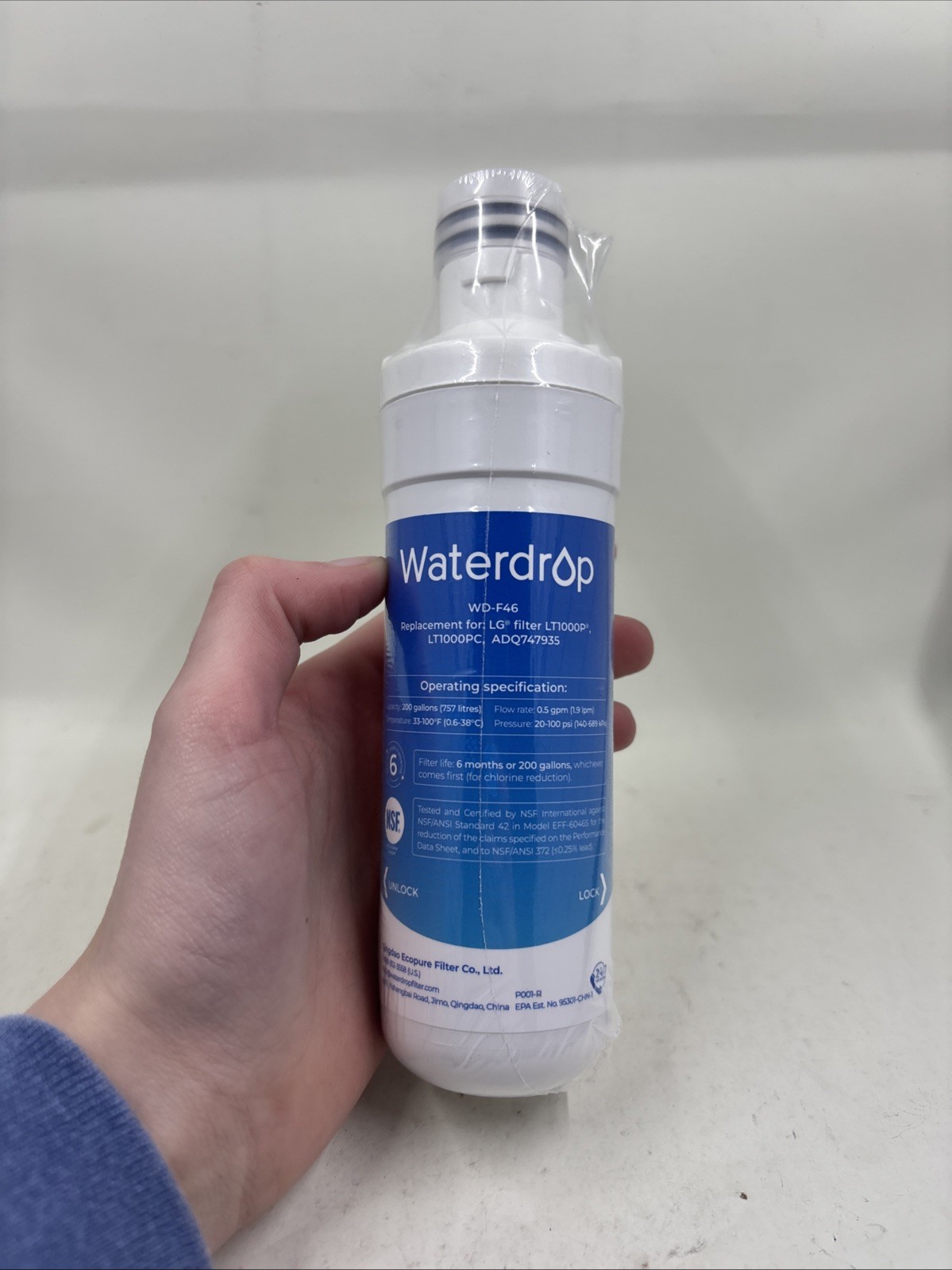 Waterdrop Replacement Refrigerator Water Filter WD-F46 for LG LT1000 gallery