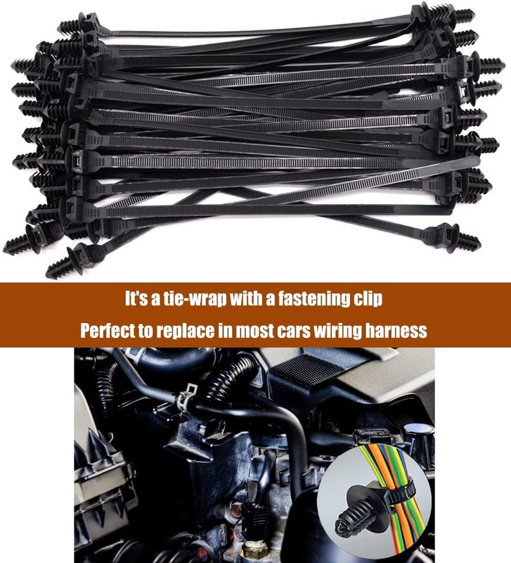 Push Mount Zip Ties, 8 inch Cable Tie Black 8.3x0.2inch (100Pcs), gallery