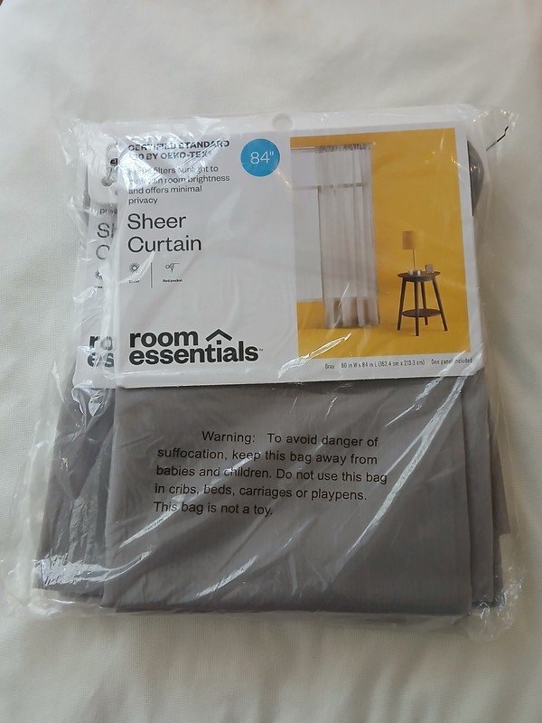 2 - ROOM ESSENTIALS Single Sheer Curtain (60"W X 84"L) GRAY - FACTORY SEALED!!! gallery