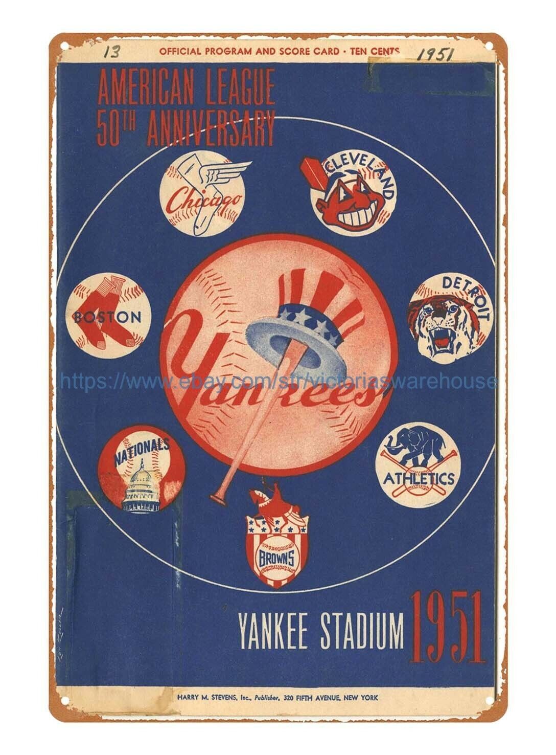 1951 Joe DiMaggio Last Regular Season Game baseball Program tin sign gallery