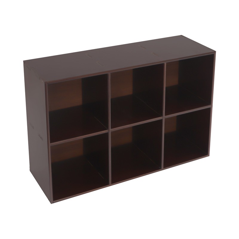 Solid Wood 2-Tier Bookcase 6 Open Compartments Floor Shelf Brown 90 × 30 × 75 cm gallery
