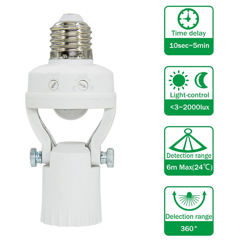 PIR Motion Sensor Light Socket - 180 Degree Rotatable E26/27 Smart Screw Bulb gallery