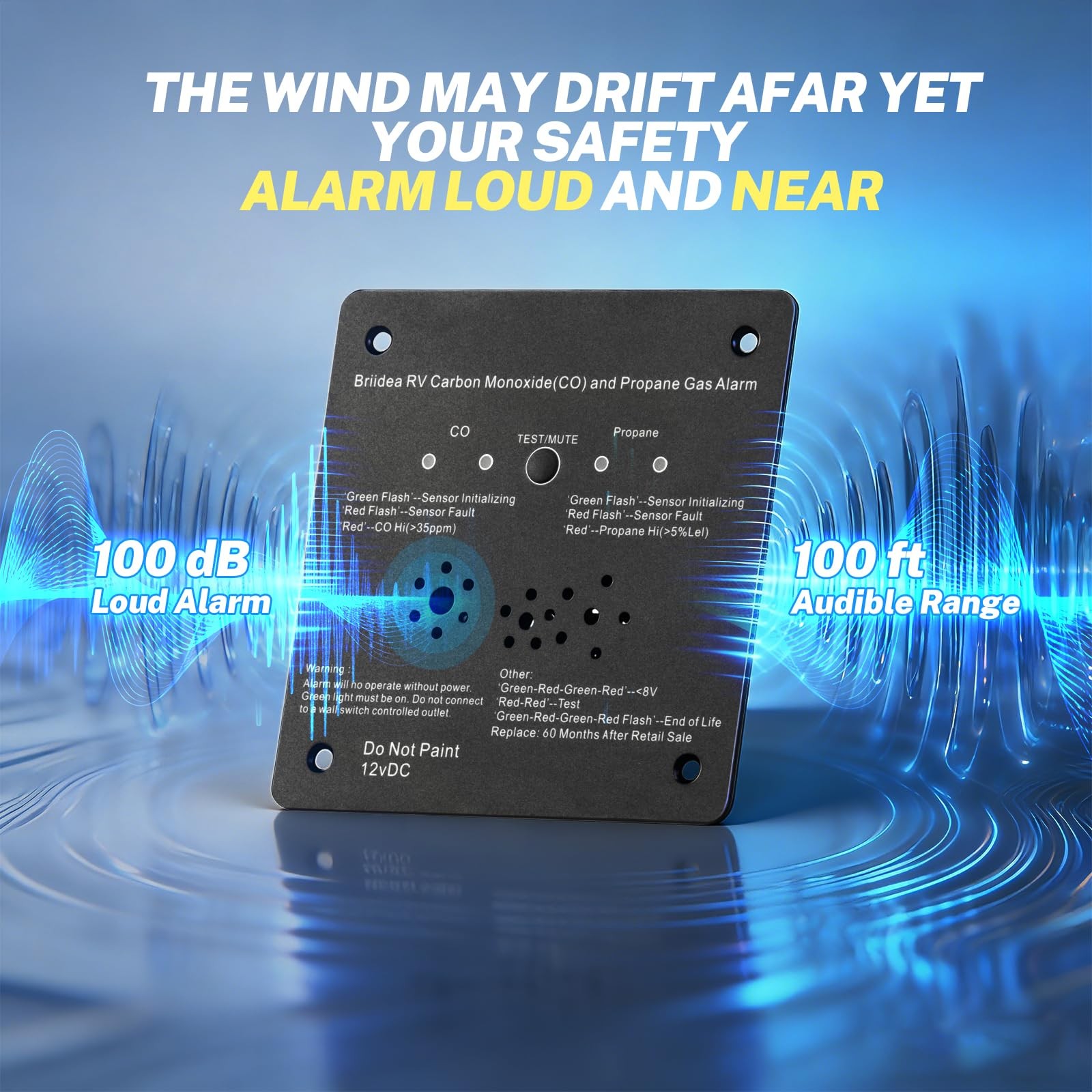 Gas & CO Detector RV Dual LP Propane Carbon Monoxide Alarm 100dB Briidea Led gallery