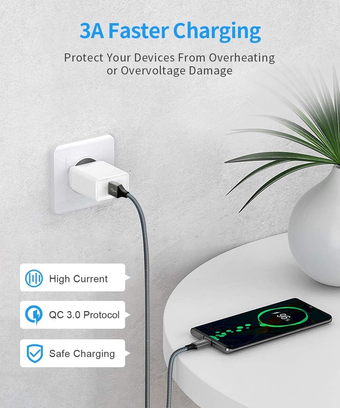etguuds USB A to USB C Cable 5-Pack (3/3/6/6/10 ft), Fast Charging Type C Charge gallery