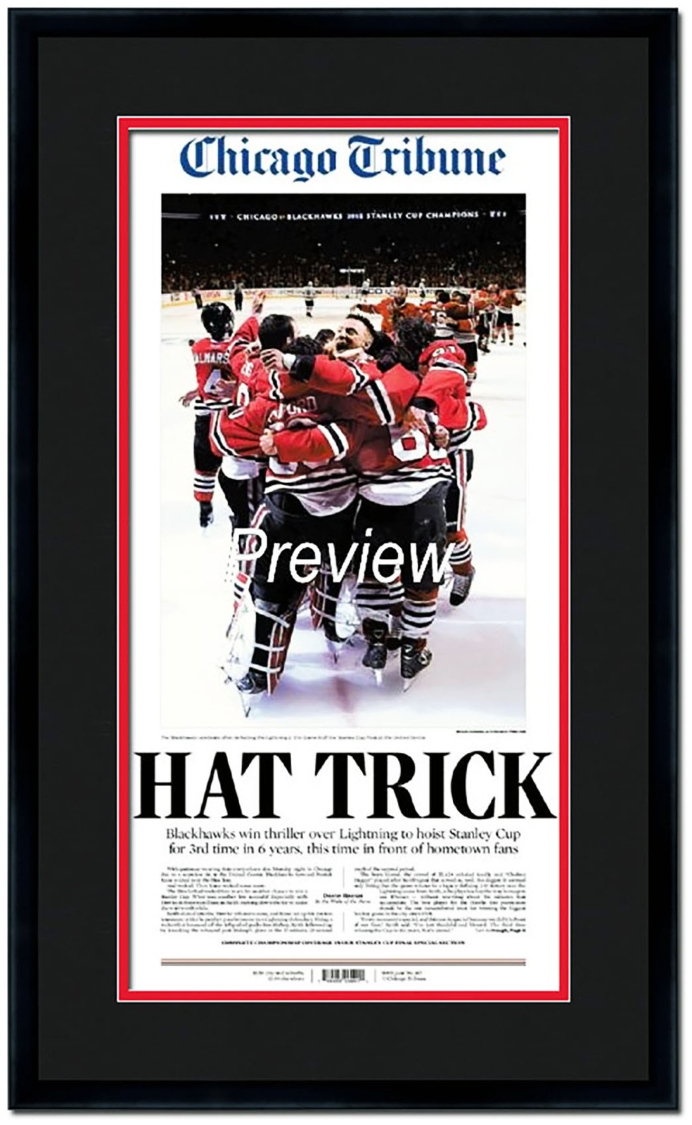 11x22 Newspaper Frame With Black and Red Double Mat gallery