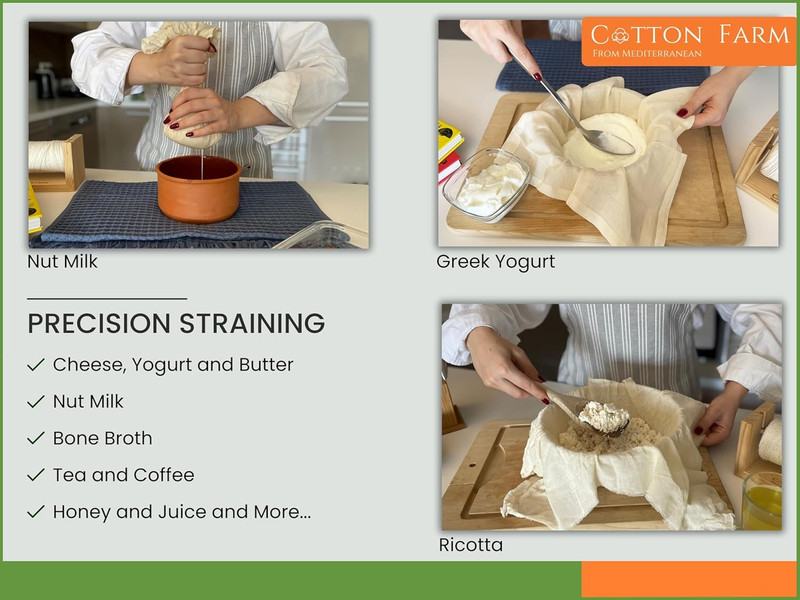 Grade 100 XL Cheese Cloths - Straining & More; 36X36 Inch; 100% Unbleached Cotto gallery