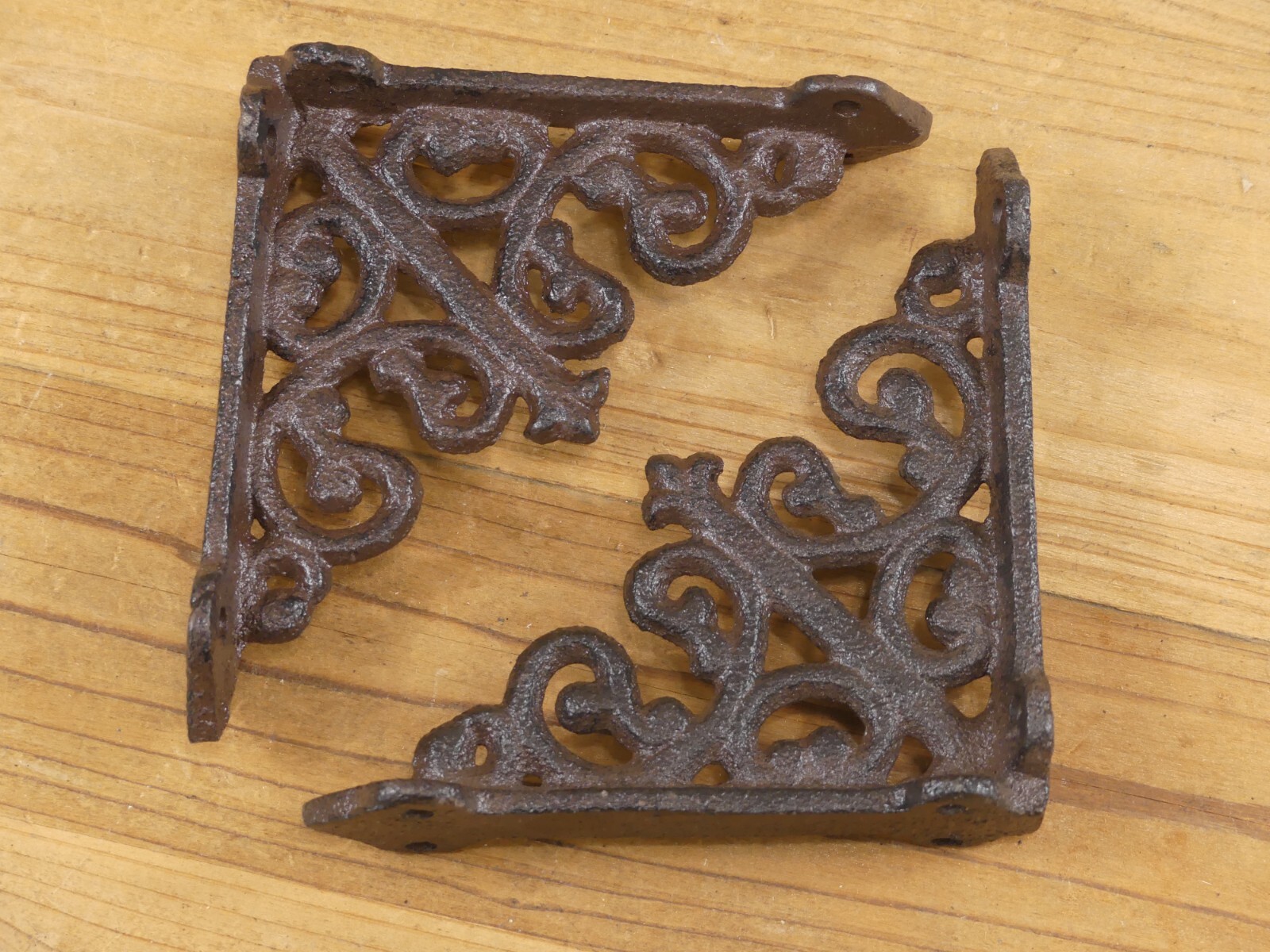 2 Antique Style Shelf Brace Wall Bracket Cast Iron Brackets SMALL FLEUR DE LIS gallery