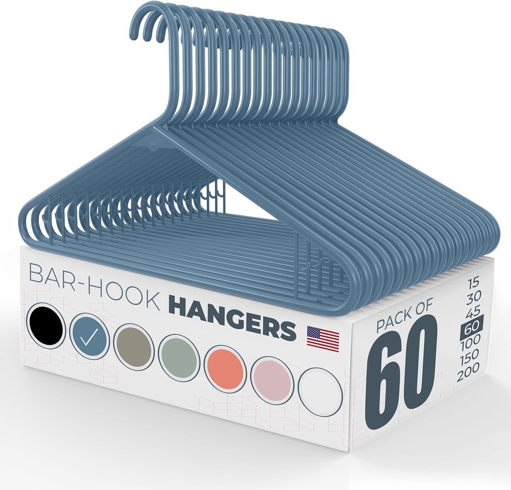 Plastic Hangers 50 Pack 60 Count – Made in the USA – 6lb Capacity Standard