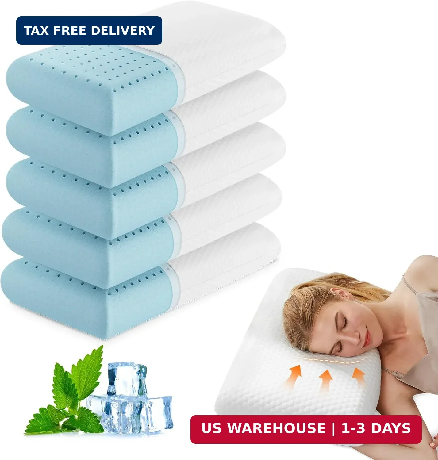 OLIXIS Memory Foam Pillows for Sleeping,1 Pack Queen Size Bed Pillows for Adults gallery