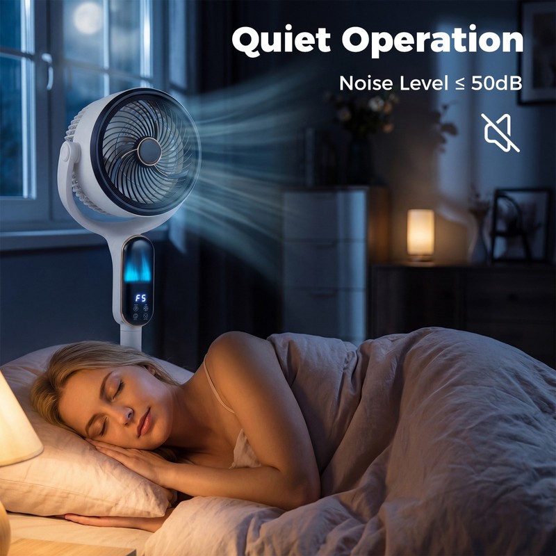 Oscillating Pedestal Fan, Quiet Standing Fan with 8 Speeds, Remote, 12H Timer gallery