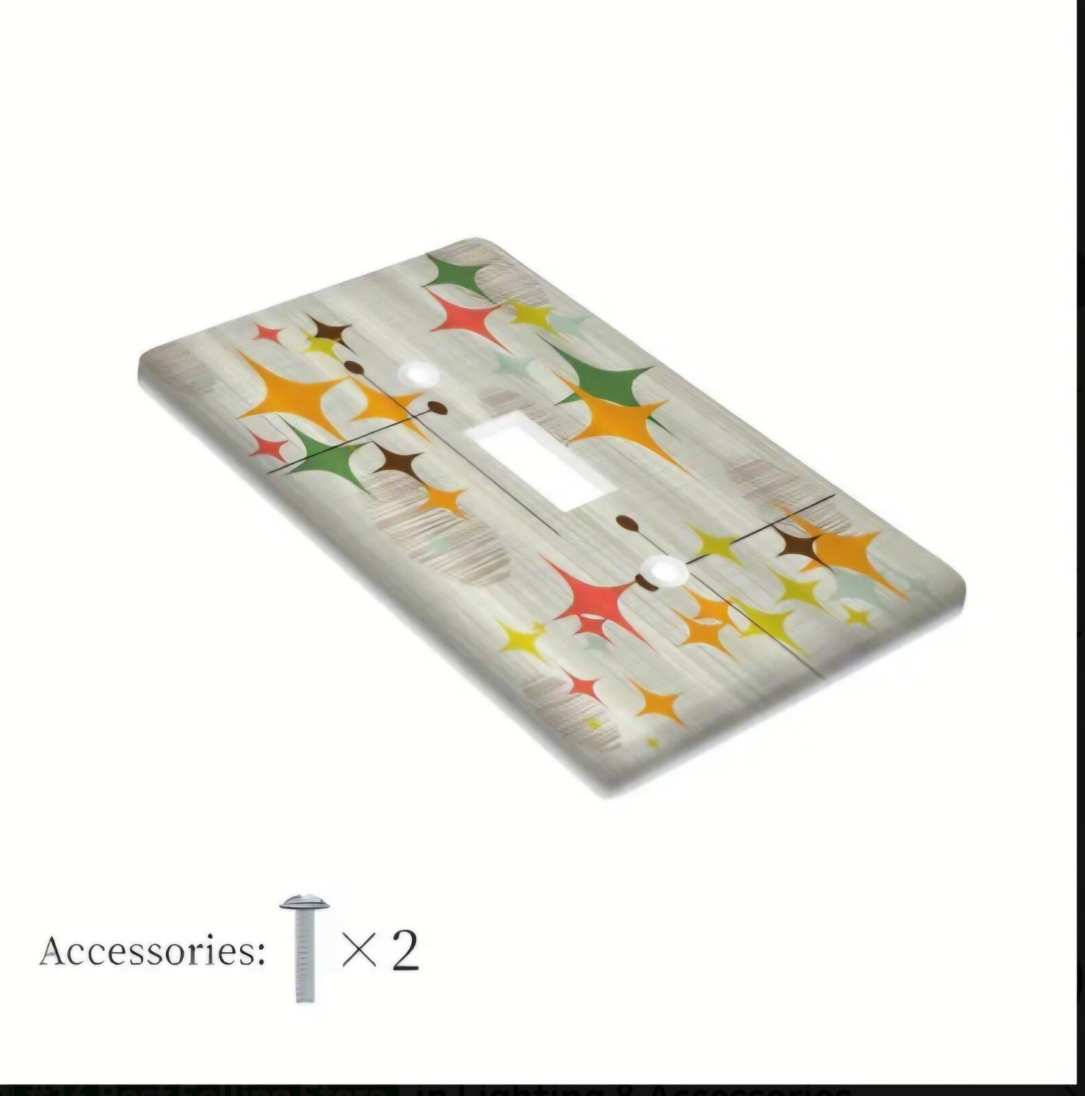 Wall Plate Single Switch Cover MCM Pattern Design MID CENTURY MODERN With Screws gallery