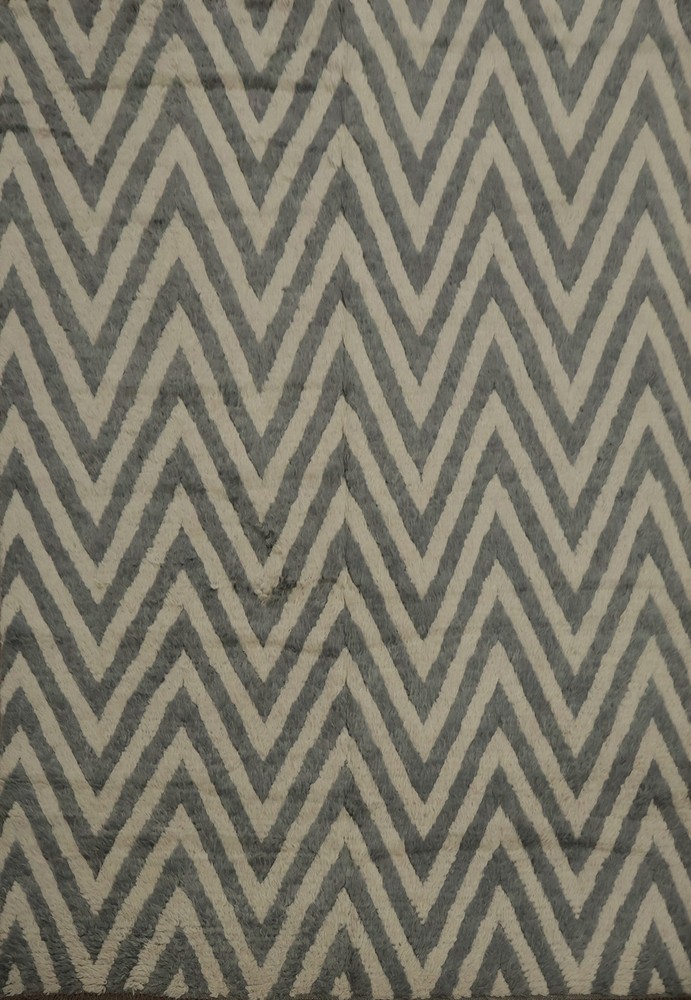 Chic Chevron Moroccan Area Rug 8x9 Hand-knotted Wool Perfect for Trendy Homes