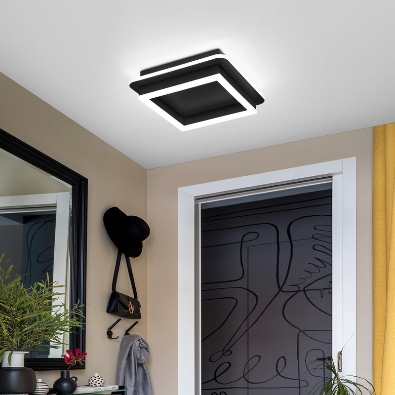 CANEOE Black Modern LED Ceiling Light, Square Flush Mount Ceiling Hallway Lig... gallery
