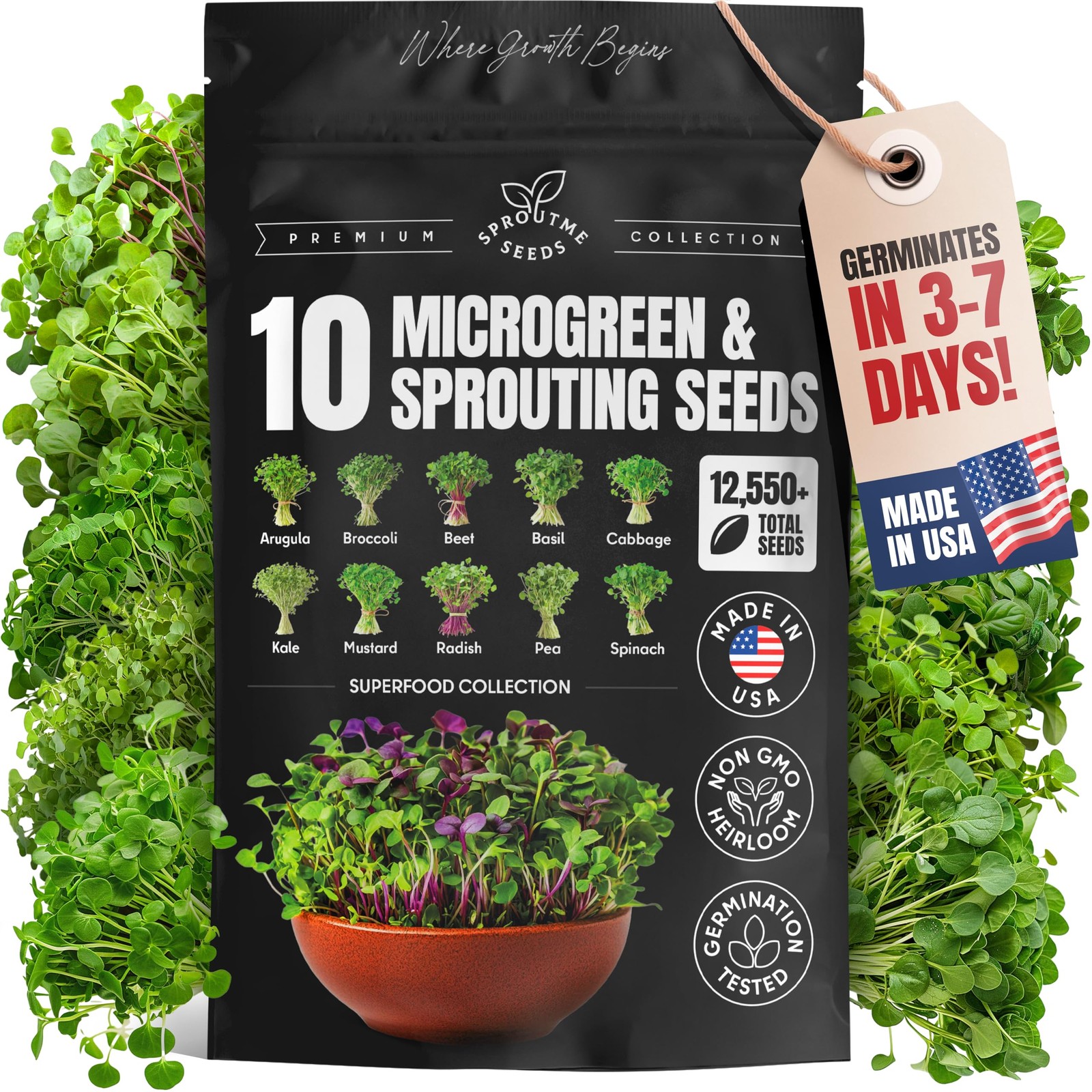 Microgreens Variety Pack 10 NonGMO Seeds for Indoor & Outdoor Growing gallery