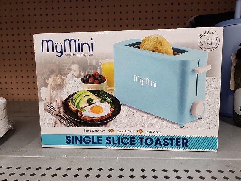 New - MyMini Single Slice Toaster Extra Wide Slot Crumb Tray 500 Watts Aqua gallery