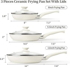 Ceramic Frying Pan Set with Lids – Non Stick Frying Pan with Lids