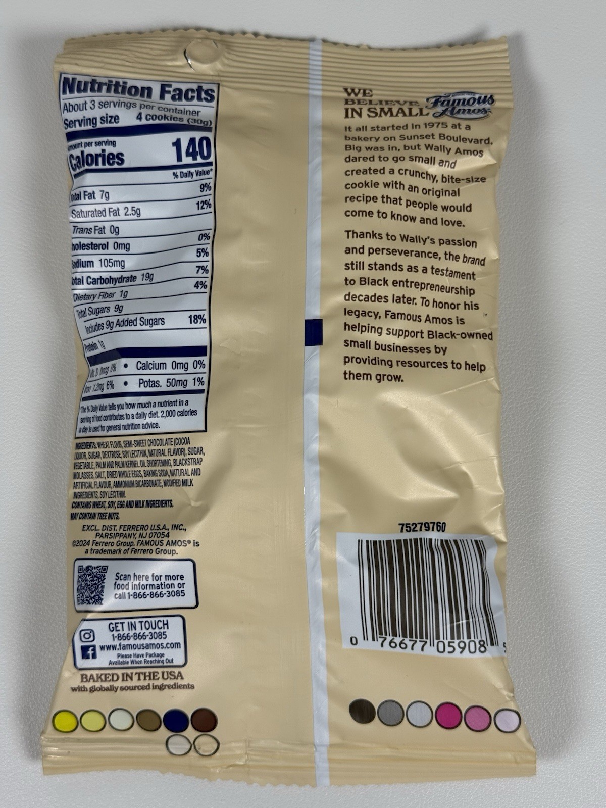Famous Amos Chocolate Chip Cookies Original Recipe 3 oz Bite Size Bag gallery