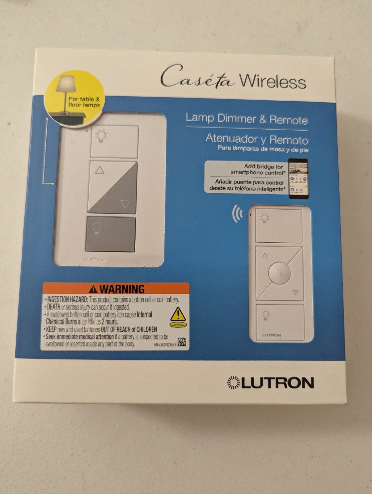 Lutron Caseta Wireless Smart Dimmer Switch & Remote for Table Lamps P-PKG1P-WH-R gallery