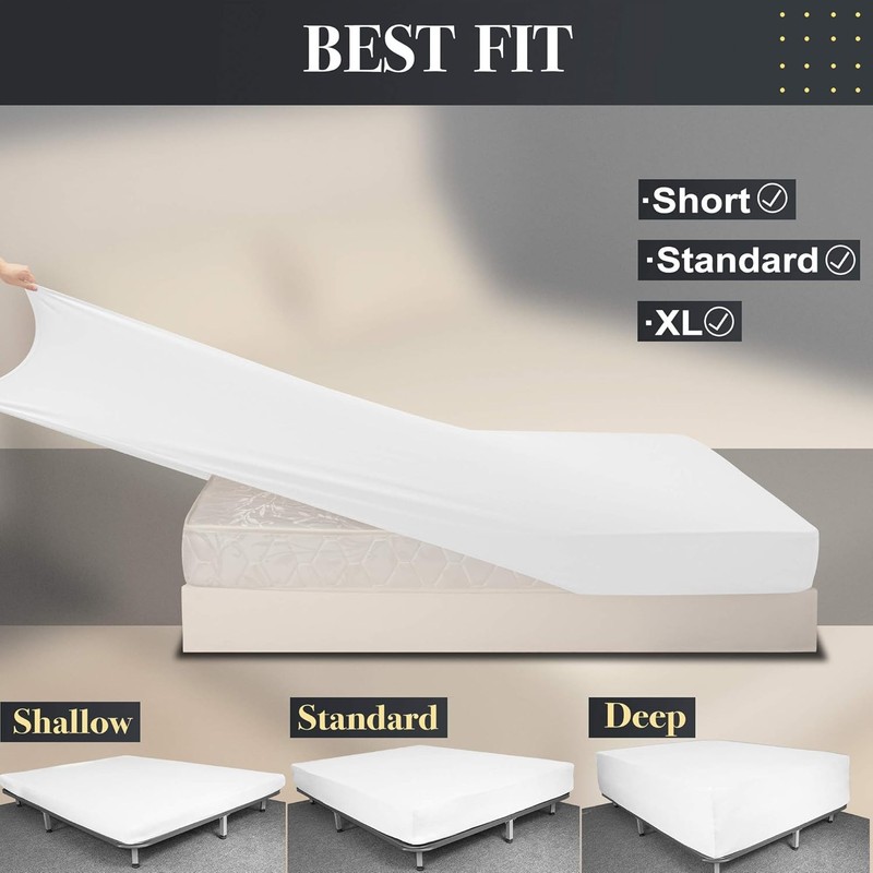 Soft Stretch King Size Fitted Sheet Only Jersey Knit 4-Way Stretchy Snug Fit gallery
