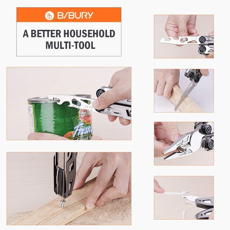 BIBURY Multitool Pliers, 18 in 1 Multi Tool with 18 1 Titanium, Titanium gallery