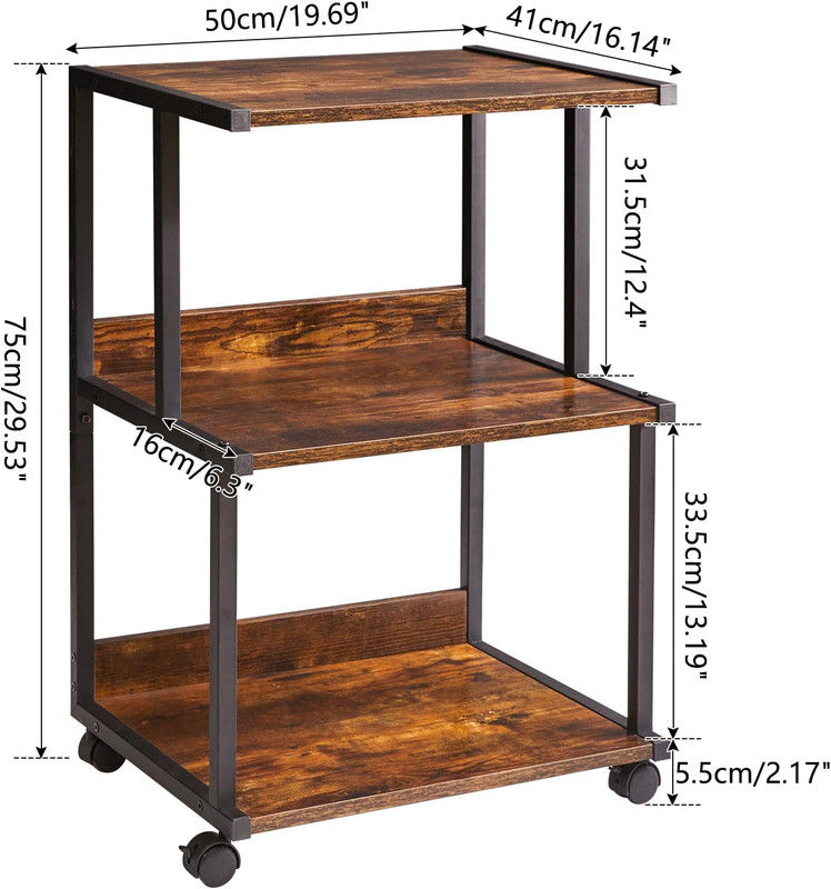 Printer Stand with Storage Shelf,3 Tier Printer Table with Wheels,Printer Cart f gallery