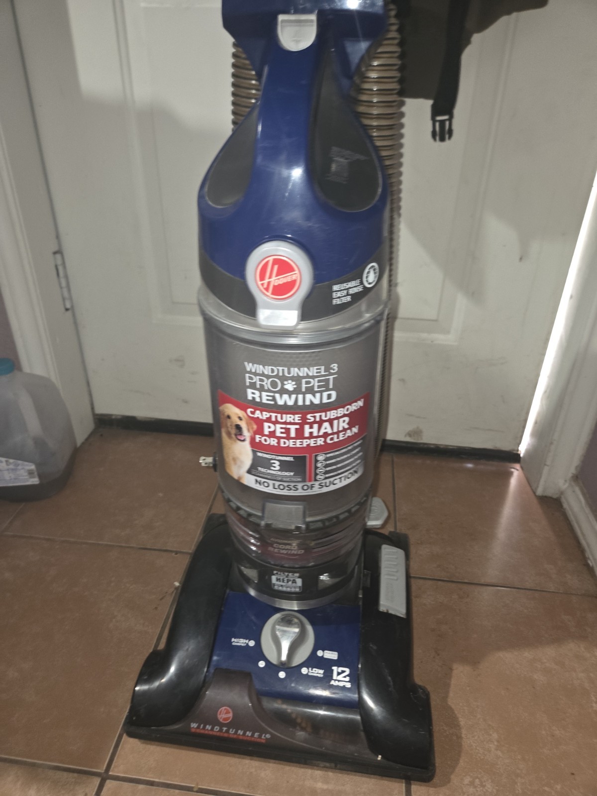 Hoover WindTunnel 3 Pro Pet Rewind Upright Bagless Cord Rewind HEPA Blue gallery