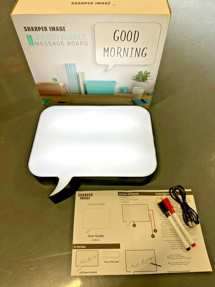 SHARPER IMAGE LED Light-Up Speech Bubble Whiteboard – Dry Erase Message Board