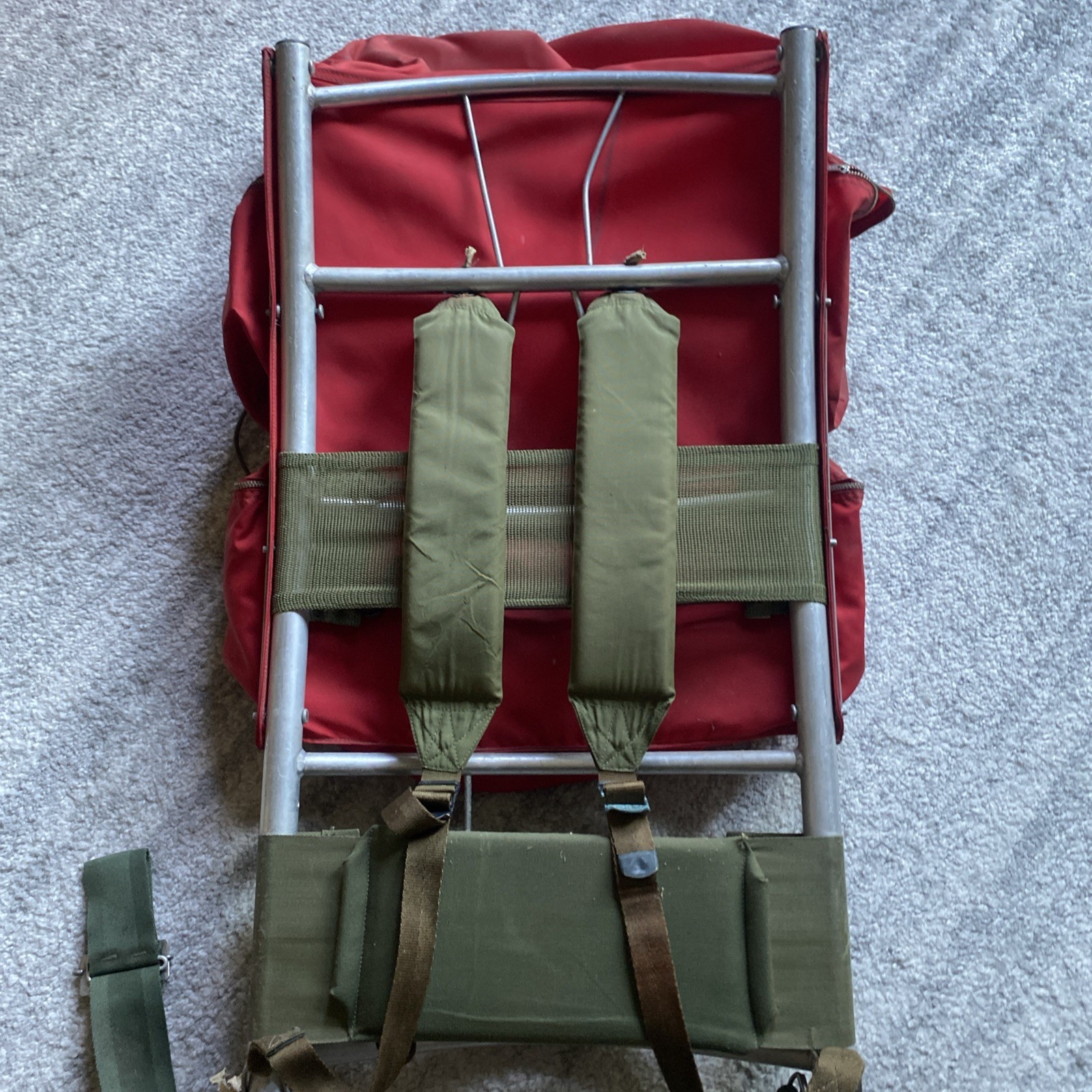 Vintage KELTY External Frame Hiking Backpack Multi Pocket Red -- Flaws **READ** 3