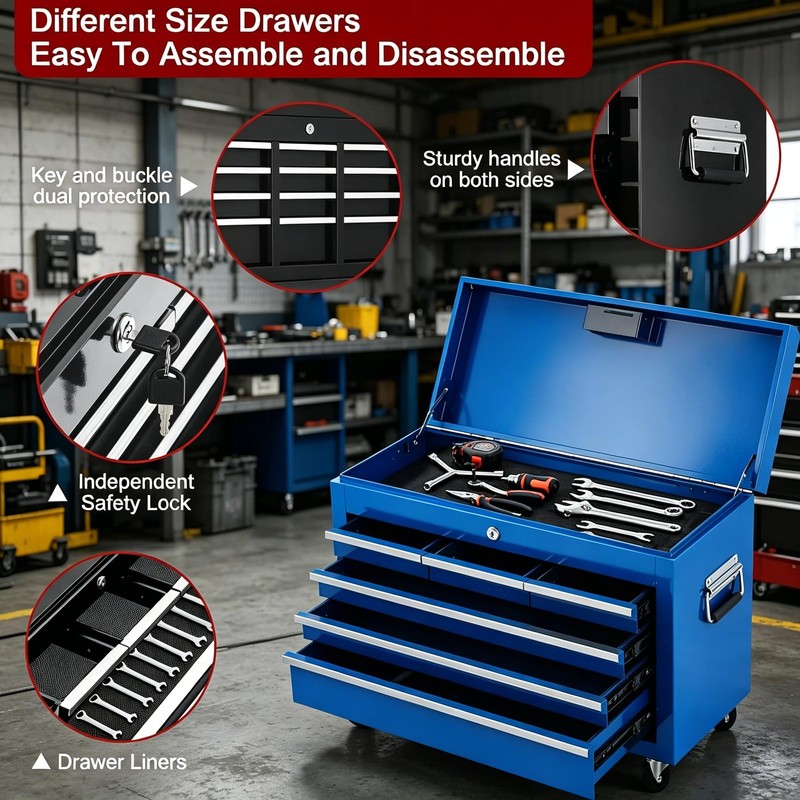 8-Drawer Rolling Tool Chest with Wheels, Heavy Duty Detachable Tool Box Cabinet gallery