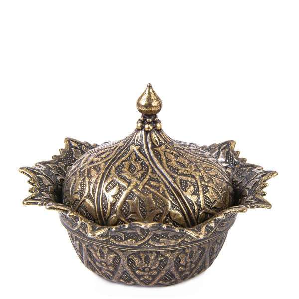 Traditional Turkish Delight Sugar Candy Bowl with lid Decorative Metal Bowl gallery