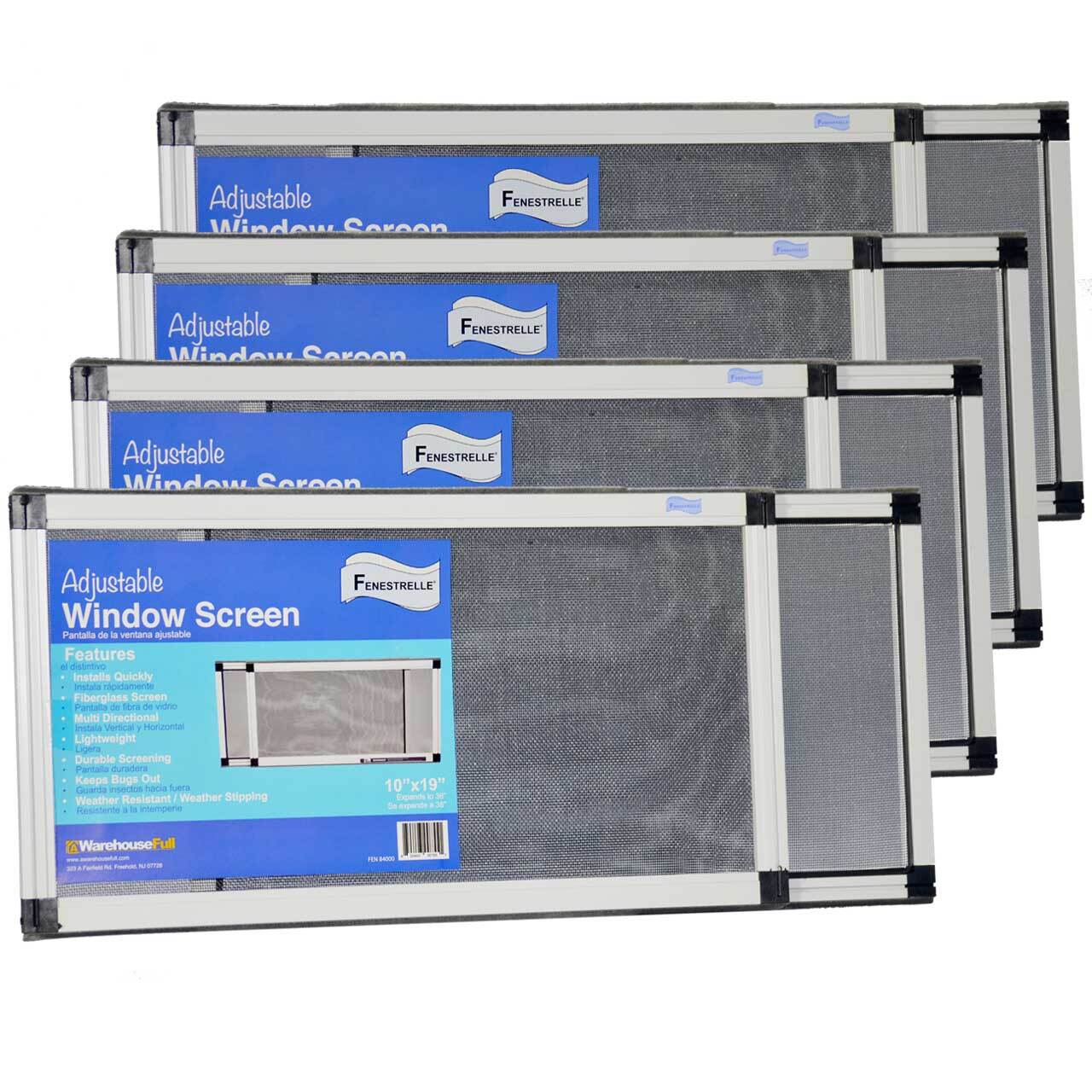 Adjustable Window Screen, Vertical/Horizontal, 10"x19-36" or 19"x10-18", 4 Pack gallery