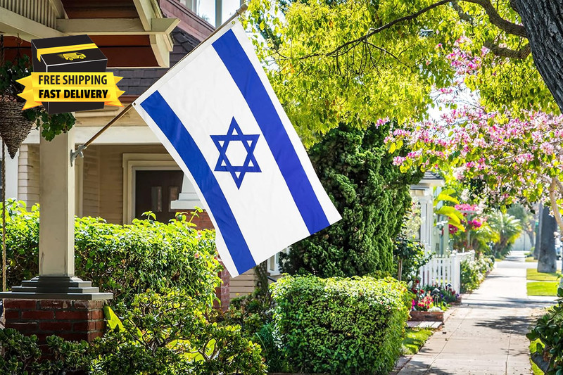 DANF Israel Flag 3X5 Ft Thick Polyester, Fade Resistant, Brass Grommets, Canvas gallery