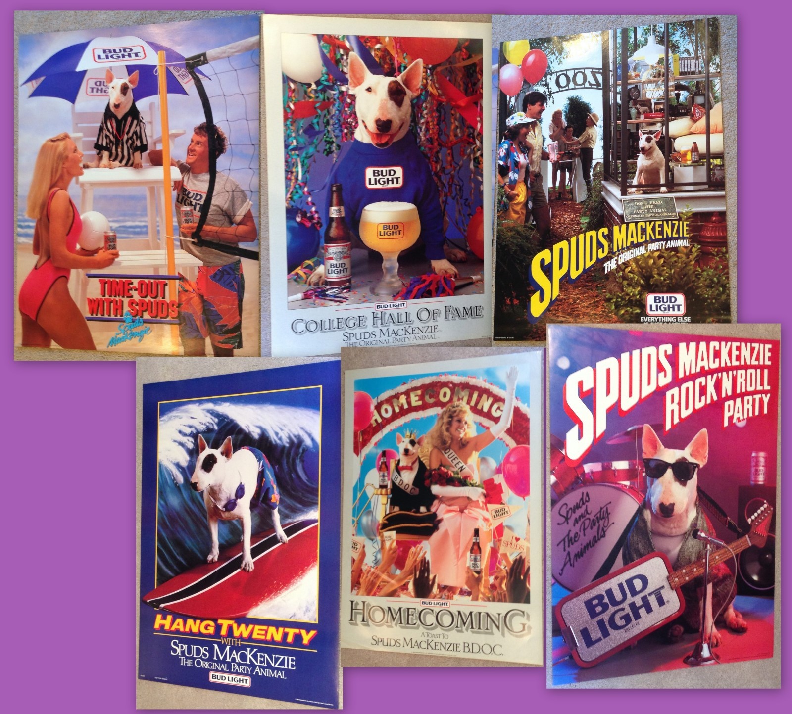 Spuds MacKenzie The Original Party Animal Budweiser Posters New Vintage 80’s gallery