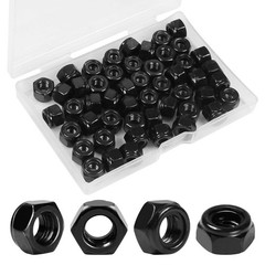 Yinpecly 50Pcs 1/4″-20 Nylon Insert Hex Lock Nuts 304 1/4″-20; 50pcs, Black