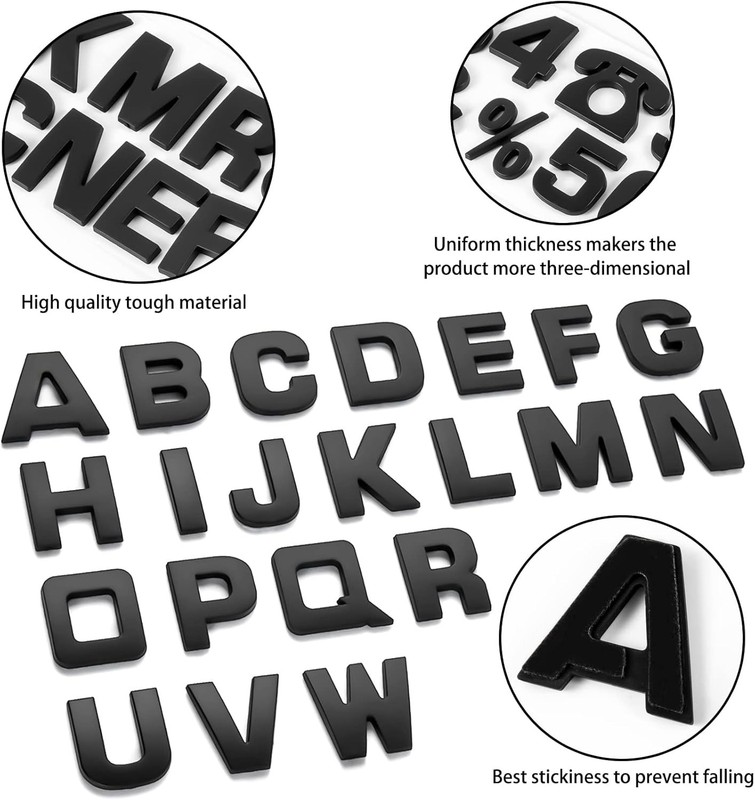 43PCS 3D Chrome Car Emblem Letters Number Symbol Badge Sticker DIY Black gallery