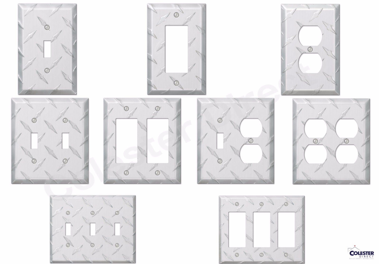 Diamond Plate Aluminum Wall Switch Plate Outlet Cover Toggle Rocker GFI Garage gallery