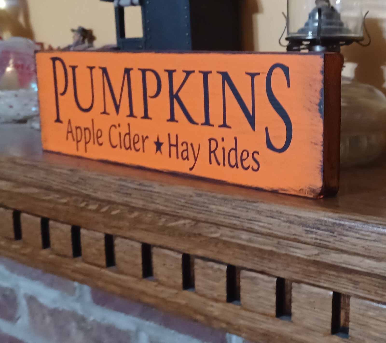 Pumpkins Fall Harvest Hay Rides Apple Cider Rustic Primitive Sign Décor 12 in gallery