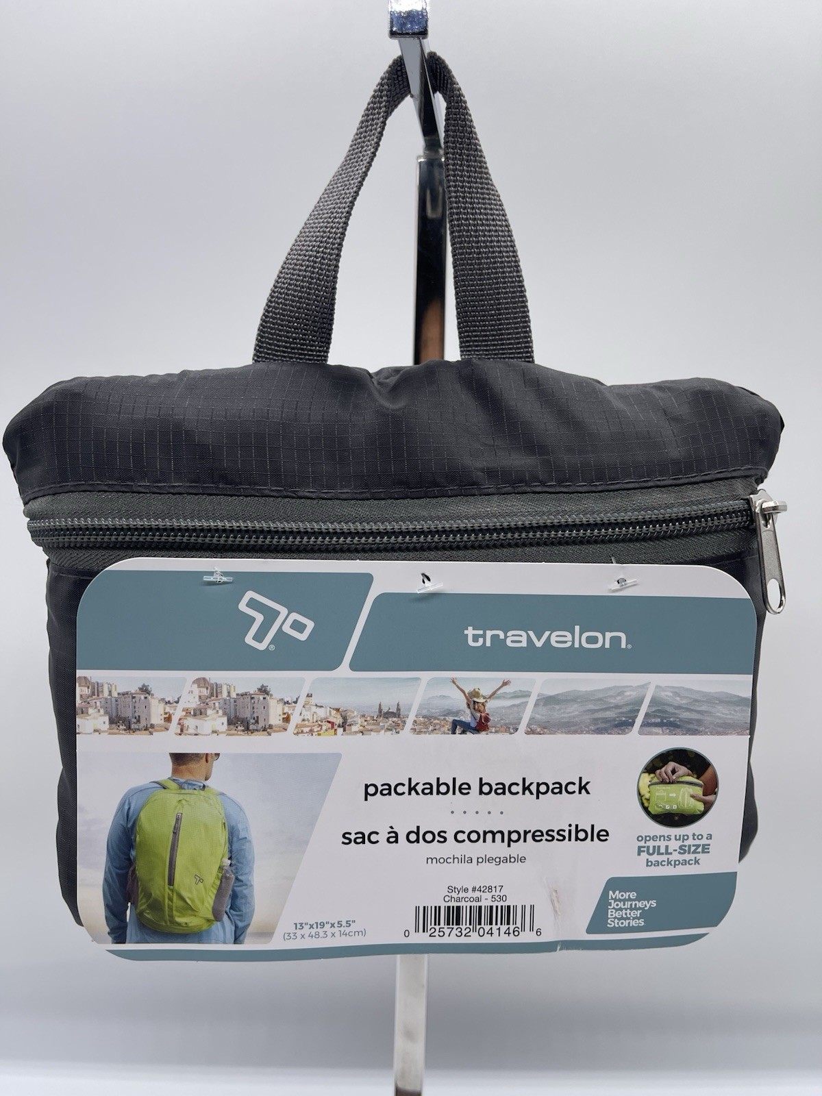 Traveling Black Packable Backpack-Compact Foldable Travel Pack