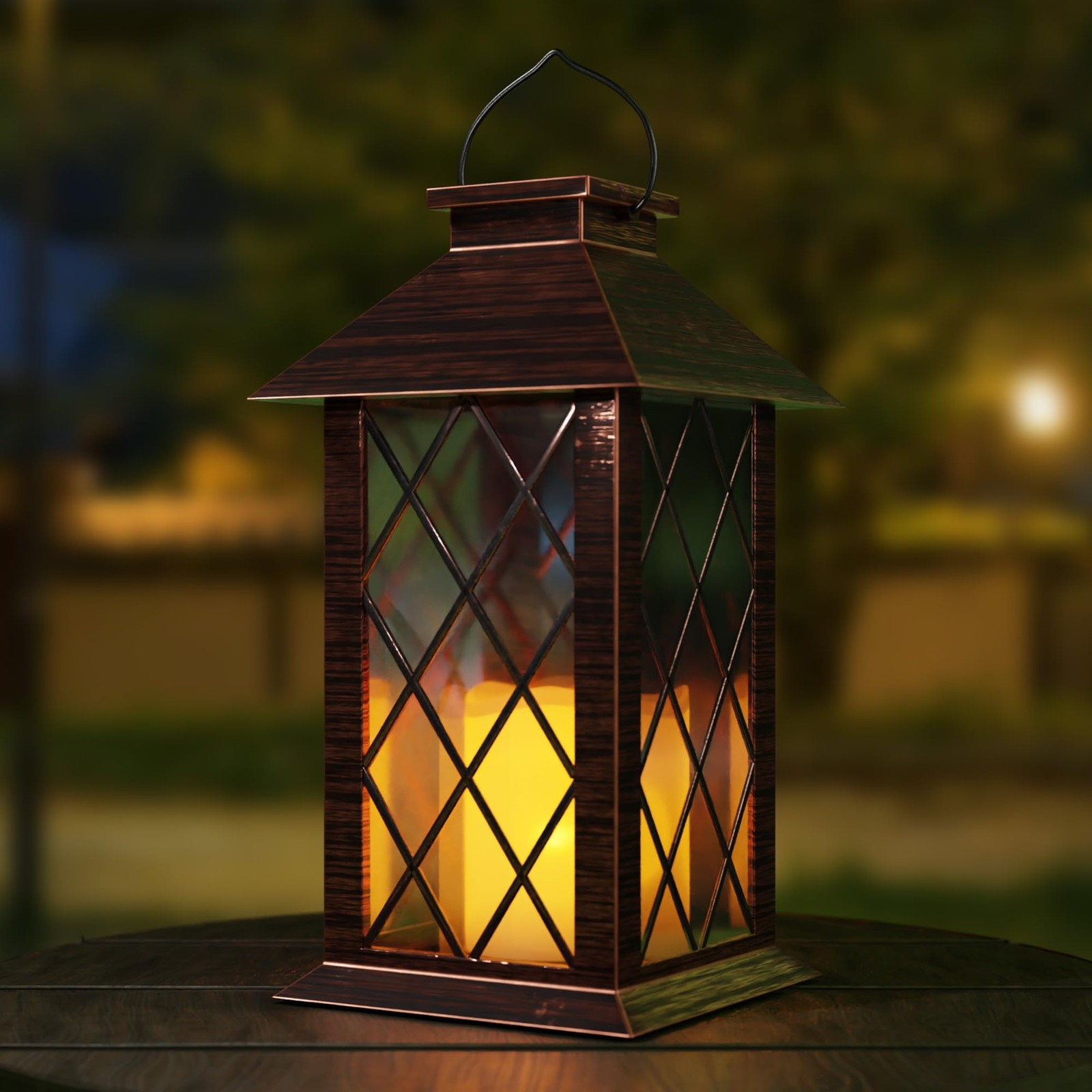 Outdoor Solar Lanterns, Waterproof Hanging Lantern with LED Flickering gallery