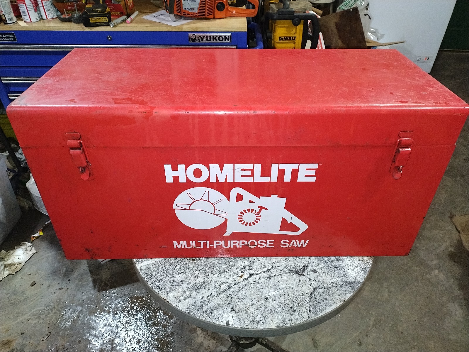 Homelite Multi Purpose Saw Carrying Storage Metal Box. 32" Long Nice Vintage Box gallery