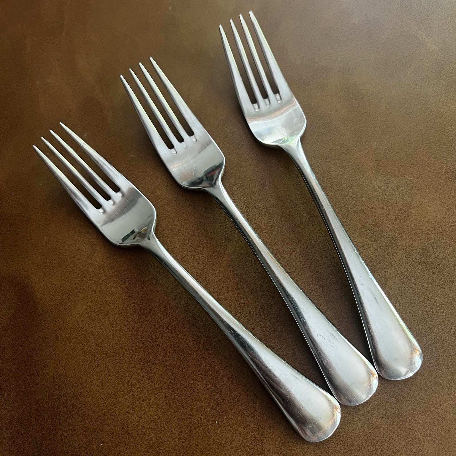 3 Dinner Forks CHANDLER Oneida 18/10 Stainless flatware Glossy Heavyweight gallery