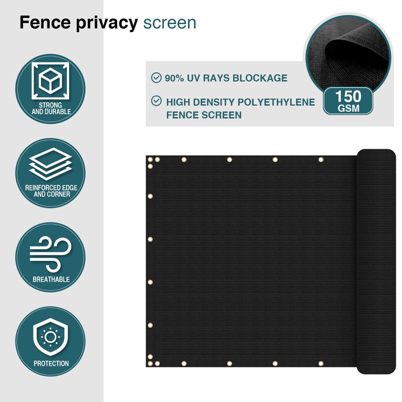 8ft Privacy Fence Screen Windscreen Black Mesh Shade Cover for Garden Yard Pool gallery