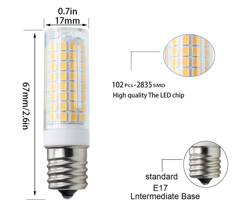 2pcs E17 Intermediate Base LED bulb 102led Ceramics Light 7W 110V Warm White H gallery
