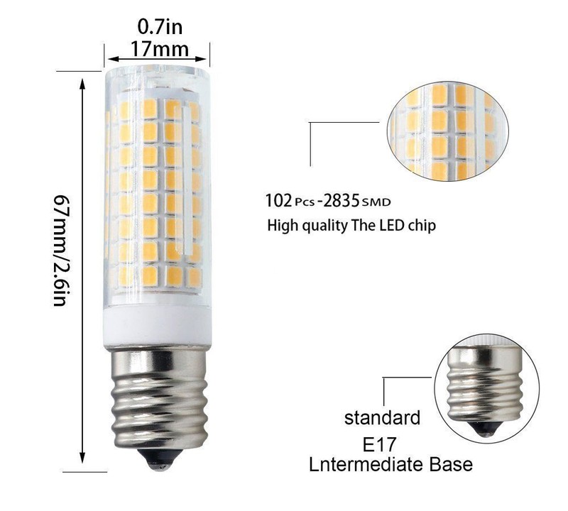 2pcs E17 Intermediate Base LED bulb 102-2835 Ceramics Light 9W 110V Lamp White H gallery