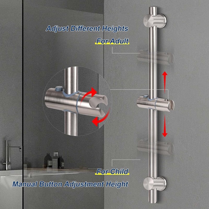 Slide Bar with Height/Angle Adjustable Handheld Shower Holder, Bathroom SUS 304 gallery