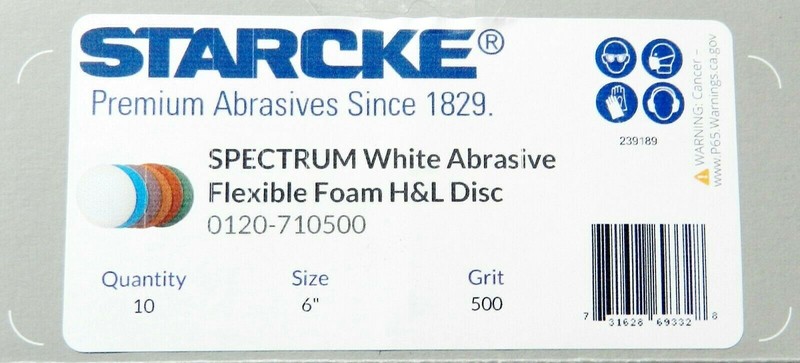 STARCKE Flexible Foam Hook & Loop 6” Grip Discs 500 Grit White 10-Pack Germany gallery