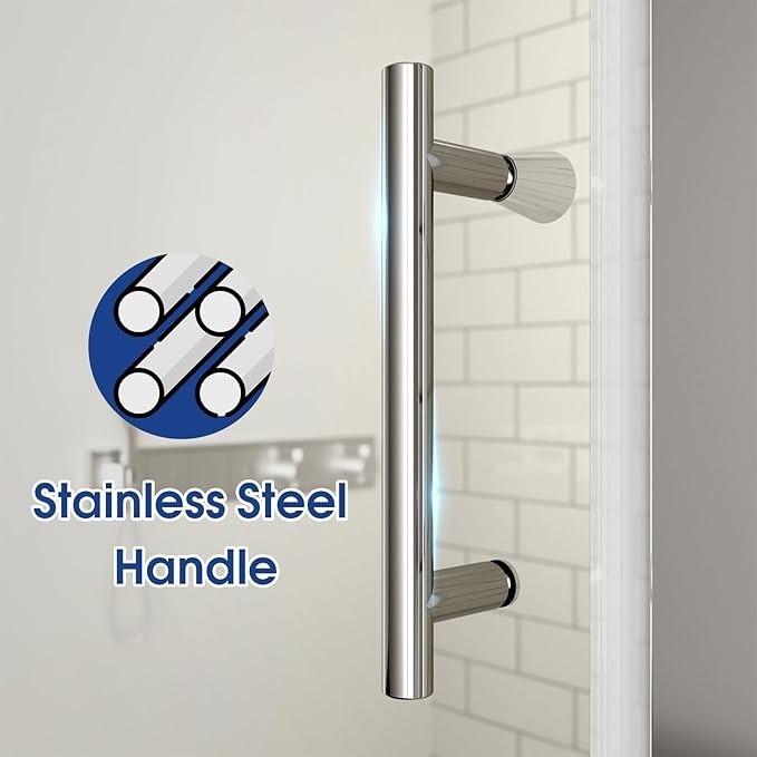 28–29.4" x 72" Frameless Pivot Shower Door Clear 1/4" Tempered Glass Chrome gallery