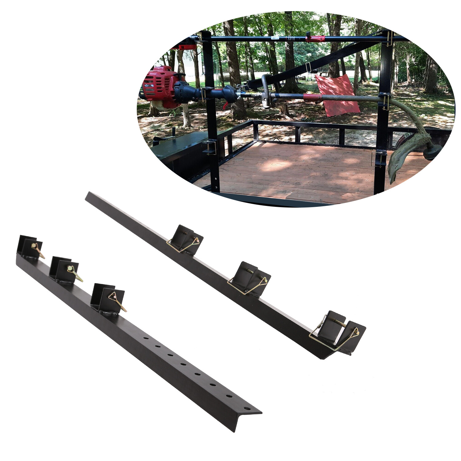 3 Place Trimmer Rack For OPEN Landscape Trailer Enclosed Steel gallery
